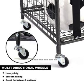 img 1 attached to 🔒 Mythinglogic Rolling Sports Ball Storage Cart - Lockable Ball Storage Locker with Elastic Straps, Stackable Ball Cage for Garage Storage Organization