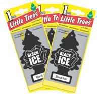 pack of 3 little trees hanging car and home air freshener - black ice scent logo