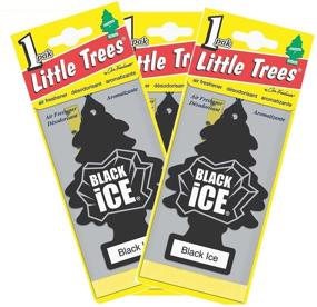 img 1 attached to Pack of 3 Little Trees Hanging Car and Home Air Freshener - Black Ice Scent