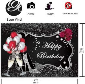 img 3 attached to Funnytree Happy Birthday Party Backdrop Black Sliver Heels Champagne Glass Lady Photography Background Women Glitter Rose Balloons Decorations Cake Table 30Th 40Th 50Th 60Th Banner Photo Booth 7X5Ft