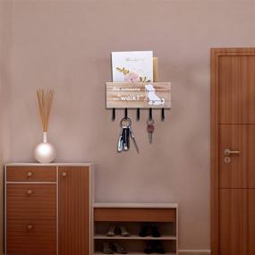 img 1 attached to 📬 Wall Mounted Mail Sorter Organizer with Key Hooks - Stylish Key Holder and Decorative Rack for Entryway, Storage, Living Room, Hallway - Includes Dog Leash Holder for Wall