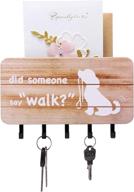 📬 wall mounted mail sorter organizer with key hooks - stylish key holder and decorative rack for entryway, storage, living room, hallway - includes dog leash holder for wall логотип