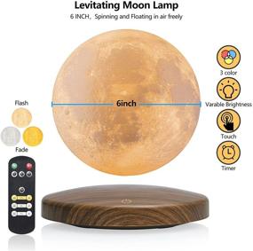 img 1 attached to Floating Moon Lamp - Discover the Mesmerizing 3D LED Printing Moon Light by FIRPOW: Magnetic Levitation, Remote Control, 3 Colors, Variable Brightness, Timer – Perfect for Kids, Lovers, Friends, Office & Home Decor- 6 Inch