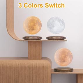 img 3 attached to Floating Moon Lamp - Discover the Mesmerizing 3D LED Printing Moon Light by FIRPOW: Magnetic Levitation, Remote Control, 3 Colors, Variable Brightness, Timer – Perfect for Kids, Lovers, Friends, Office & Home Decor- 6 Inch