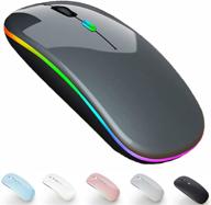 усовершенствованная bluetooth-мышь для ноутбука macbook pro, mac, macbook air, ipad pro, ipad air, imac, ⌨️ chromebook, компьютер - совместима с win7/8/10, пк, hp, dell - bluetooth 5.1+2.4g мышь с led-подсветкой - элегантно-серого цвета. логотип