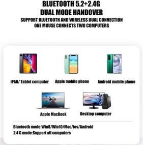 img 1 attached to Усовершенствованная Bluetooth-мышь для ноутбука MacBook Pro, Mac, MacBook Air, iPad Pro, iPad Air, iMac, ⌨️ Chromebook, компьютер - совместима с Win7/8/10, ПК, HP, Dell - Bluetooth 5.1+2.4G мышь с LED-подсветкой - элегантно-серого цвета.