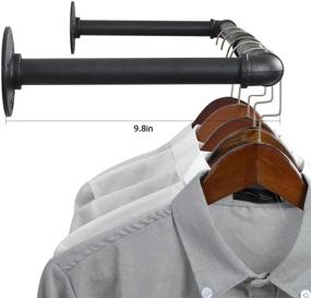 img 2 attached to 👔 OROPY Промышленная вешалка из трубы 38,4": прочная отстегивающаяся настенная черная железная перекладина для эффективного хранения одежды в шкафу