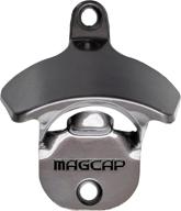 🍺 outdoor wall mounted magcap bottle opener - magnetic beer opener with cap catcher - convenient installation and easy-to-use (gunmetal black) logo