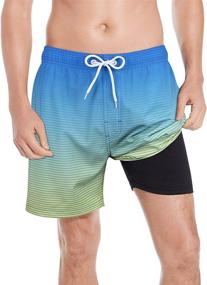 img 4 attached to 🏊 Mens Swim Trunks with Compression Liner, Quick-Dry 5.5'' Swim Shorts and Boxer Brief Lining by QRANSS