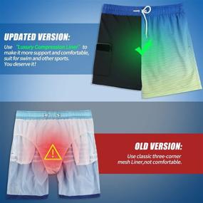 img 2 attached to 🏊 Mens Swim Trunks with Compression Liner, Quick-Dry 5.5'' Swim Shorts and Boxer Brief Lining by QRANSS