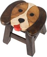 🐶 hand carved acacia hardwood decorative short stool with puppy dog design: enhancing versatile décor logo