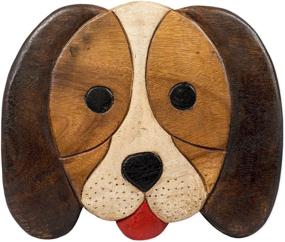 img 2 attached to 🐶 Hand Carved Acacia Hardwood Decorative Short Stool with Puppy Dog Design: Enhancing Versatile Décor