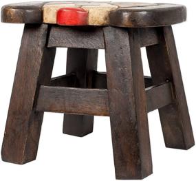 img 1 attached to 🐶 Hand Carved Acacia Hardwood Decorative Short Stool with Puppy Dog Design: Enhancing Versatile Décor