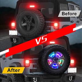 img 1 attached to 🚗 OMotor Wireless RGB Third Brake Light Spare Tire Brake Light for Jeep Wrangler JK JL (2007-2020) with Remote and App Control