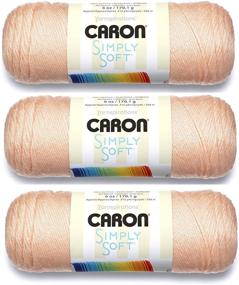 img 1 attached to Пряжа Caron Simply Soft Yarn Solids (3-упаковка) в светло-персиковом цвете - H97003-9737