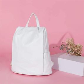 img 1 attached to 🎒 Белый настоящая кожа модная женская рюкзак - высокого качества, вместительный школьный мешок с несколькими карманами - идеально подходит для повседневного использования, рюкзака или рюкзака.