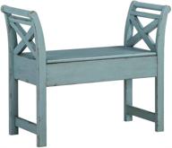 🪵 blue antique distressed wood accent bench with storage - signature design by ashley heron ridge logo