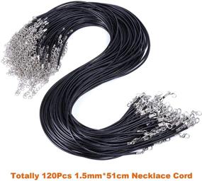 img 3 attached to EuTengHao 120Pcs Black Waxed Necklace Cord: Versatile Bracelet and Jewelry 📿 Making Supplies with Lobster Clasp, Bulk Accessories (20 inches Long and 1.5mm Width)