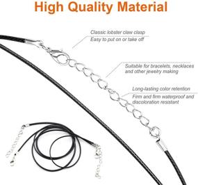 img 1 attached to EuTengHao 120Pcs Black Waxed Necklace Cord: Versatile Bracelet and Jewelry 📿 Making Supplies with Lobster Clasp, Bulk Accessories (20 inches Long and 1.5mm Width)