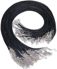 img 4 attached to EuTengHao 120Pcs Black Waxed Necklace Cord: Versatile Bracelet and Jewelry 📿 Making Supplies with Lobster Clasp, Bulk Accessories (20 inches Long and 1.5mm Width)