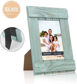 img 3 attached to 🖼️ Dazzling Distressed Turquoise Picture Frames: 5x7 Pack of 2 Solid Wood Frames with High Definition Glass for Beautifully Displaying Photos Vertically or Horizontally on Tabletops and Walls