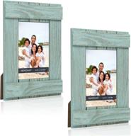 🖼️ dazzling distressed turquoise picture frames: 5x7 pack of 2 solid wood frames with high definition glass for beautifully displaying photos vertically or horizontally on tabletops and walls логотип