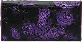 img 3 attached to ArtsEye Purple Leather Trifold Wallet Purse with Beautiful Roses Embossing