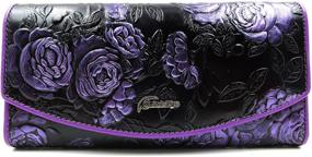 img 4 attached to ArtsEye Purple Leather Trifold Wallet Purse with Beautiful Roses Embossing