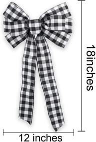 img 3 attached to 🎄 Buffalo Plaid Holiday Wreath Bow - 18 Inches, Black & White Checkered Wired Bow, Rustic Ribbon for Fall Christmas Door Decor, Wreath, Garland - 1 Pack