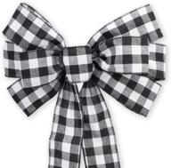 🎄 buffalo plaid holiday wreath bow - 18 inches, black & white checkered wired bow, rustic ribbon for fall christmas door decor, wreath, garland - 1 pack logo