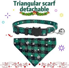 img 3 attached to Festive Christmas Cat Collar with Bow Tie and Bell – Breakaway, Snowflake Print, Adjustable length for Xmas Party