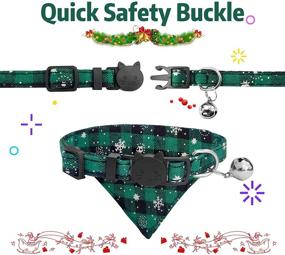 img 1 attached to Festive Christmas Cat Collar with Bow Tie and Bell – Breakaway, Snowflake Print, Adjustable length for Xmas Party