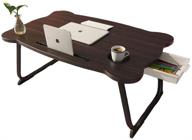 mjunm laptop lap desk: multifunctional bed tray for eating, writing, and laptop use with foldable design, drawer, water storage, and table slot - green logo