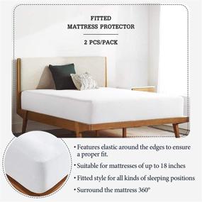 img 1 attached to 🛏️ 2 Pack Twin Size Waterproof Mattress Pad Cover | Soft & Breathable | Noiseless Bed Cover | Stretchable up to 14" | Safe Fitted Deep Pocket Mattress Protection | Vinyl-Free
