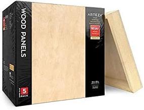 img 1 attached to 🎨 Arteza 10x10 Inch Wooden Canvas Board, Pack of 5 - Birch Wood Cradled Artist Panels for Painting, Encaustic Art, Wood Burning, Pouring - Ideal for Oils, Acrylics