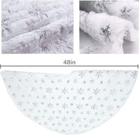 img 2 attached to 🎄 Voyoly Silver Snowflake Christmas Tree Skirt - 48 Inch Indoor Sequin Tree Collar, Faux Fur Plush Rug Xmas Large Mat Decor Ornaments