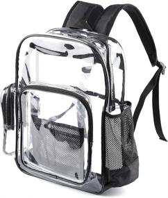 img 1 attached to Black Backpack Transparent Bookbag School Backpacks