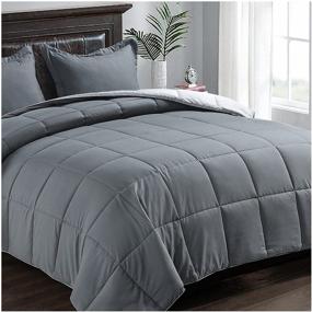 img 4 attached to 🛏️ Lightweight Comforter Set Queen - Satisomnia Grey, All Season Down Alternative Bed Comforter with 2 Pillow Shams, 3 Piece Reversible Comforters Set, Full/Queen Size - Dark Grey and Light Gray