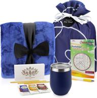 🎁 deluxe get well soon gift basket - care package includes cozy blanket, wellness tea with honey, insulated mug, word find book, and pen - thoughtful get well gifts in a beautiful blue bag logo