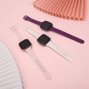 img 1 attached to 🏋️ CAVN 3 Pack Sport Bands for Fitbit Versa 2 / Versa / Versa Lite, Silicone Narrow Watch Strap Replacement Waterproof Breathable Wristband Accessories - Women Men's Band