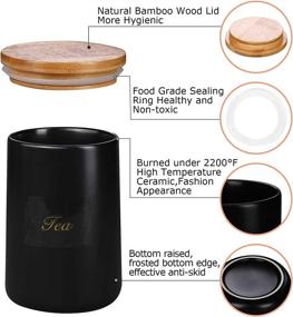 img 1 attached to 🏺 Premium Airtight Ceramic Canister Set with Bamboo Lids - Stylish Farmhouse Kitchen Decor - Coffee, Sugar, Tea, Flour Storage Containers (Black, Set of 3)