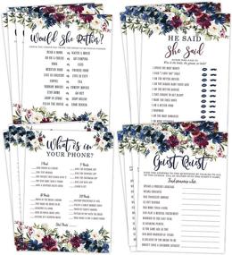 img 3 attached to 🌸 Navy and Burgundy Floral Bridal Shower Bachelorette Games: Fun-filled Collection of 25 Games Including He Said She Said, Find The Guest Quest, Would She Rather, What's In Your Phone
