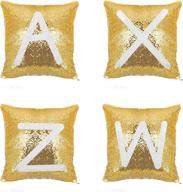 jyflzq sublimation sequin pillow case blanks: 16''x16'', 4pcs gold 🌟 flip reversible mermaid decorative personalized cushion throw pillow covers for kids logo
