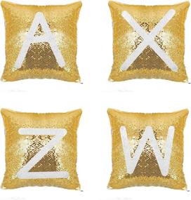 img 4 attached to JYFLZQ Sublimation Sequin Pillow Case Blanks: 16''x16'', 4PCS Gold 🌟 Flip Reversible Mermaid Decorative Personalized Cushion Throw Pillow Covers for Kids