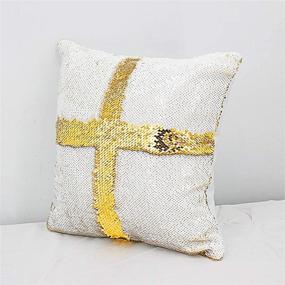 img 3 attached to JYFLZQ Sublimation Sequin Pillow Case Blanks: 16''x16'', 4PCS Gold 🌟 Flip Reversible Mermaid Decorative Personalized Cushion Throw Pillow Covers for Kids
