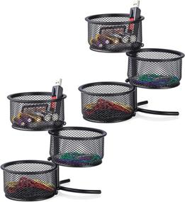 img 4 attached to 3 Tier Mesh Swivel Tower Sorter - Desk Paper Clip Holder & Office Accessories Organizer, Black - Pack of 2