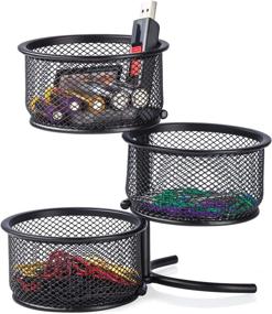 img 3 attached to 3 Tier Mesh Swivel Tower Sorter - Desk Paper Clip Holder & Office Accessories Organizer, Black - Pack of 2