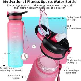 img 2 attached to 💧 Stay Hydrated with our Leakproof 1 Liter Gym Water Bottle - BPA Free, Straw Included for Workouts and Outdoor Activities