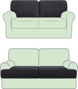 img 4 attached to 🪑 CHUN YI Stretch T Backrest Slipcovers for Armchair Loveseat Sofa - Gray, 2 Piece Set