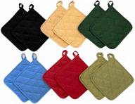 🍳 12 pack heat resistant hotpads for cooking, 100% cotton square pot holders set, trivet for baking, camping, and kitchen use with hanging loops - 8x8inch size, machine washable logo